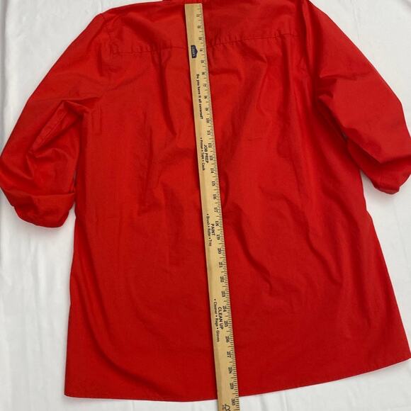 Poppy Red Blouse Tunic Lagenlook Asian Kimono Inspired L Roll Tab NWT Zac Rachel - Picture 8 of 10